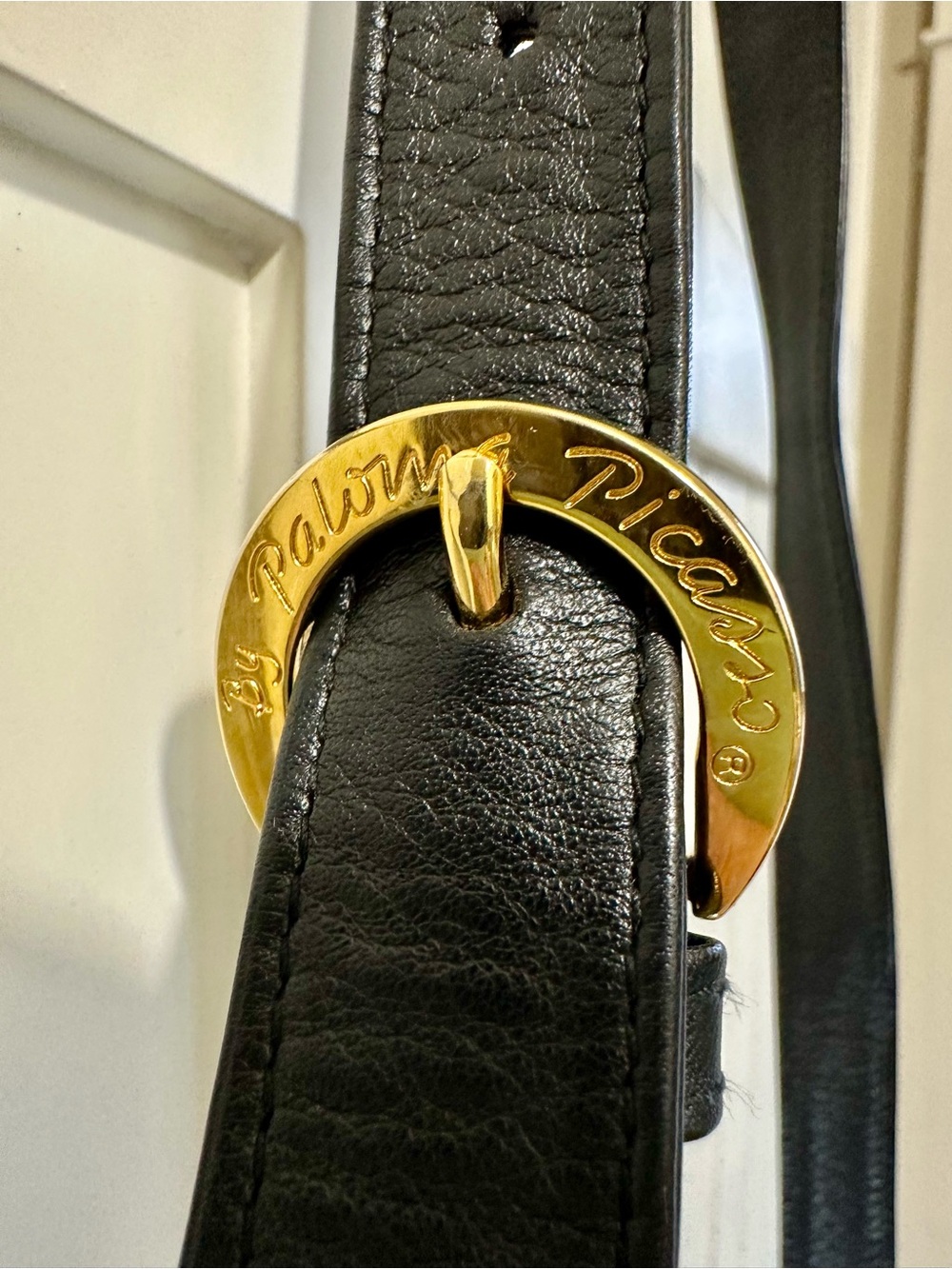 Vintage By Paloma Picasso Black Leather X Collection Saddle Shoulder Bag RARE - Picture 4 of 7